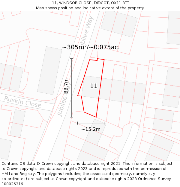 11, WINDSOR CLOSE, DIDCOT, OX11 8TT: Plot and title map