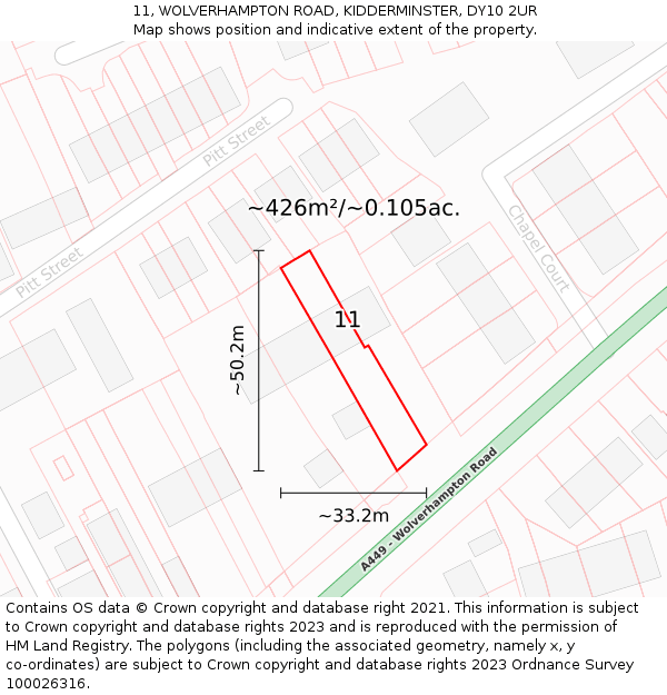 11, WOLVERHAMPTON ROAD, KIDDERMINSTER, DY10 2UR: Plot and title map