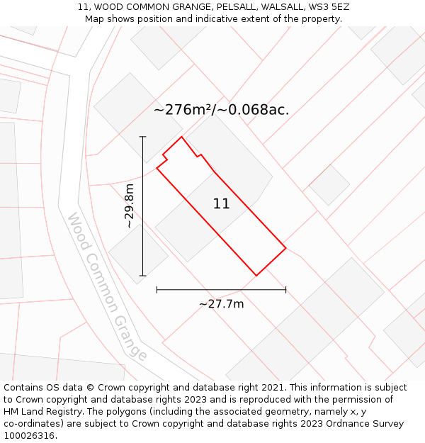 11, WOOD COMMON GRANGE, PELSALL, WALSALL, WS3 5EZ: Plot and title map