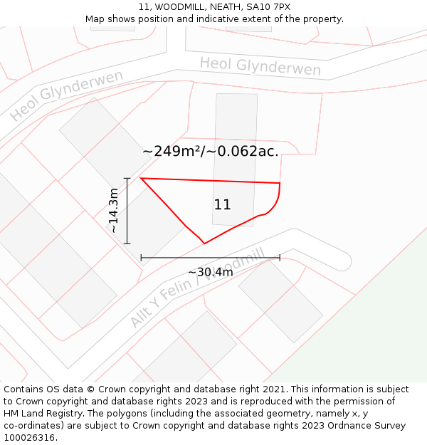 11, WOODMILL, NEATH, SA10 7PX: Plot and title map