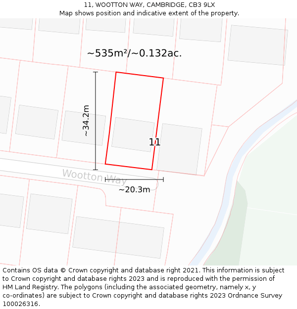 11, WOOTTON WAY, CAMBRIDGE, CB3 9LX: Plot and title map