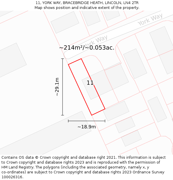 11, YORK WAY, BRACEBRIDGE HEATH, LINCOLN, LN4 2TR: Plot and title map