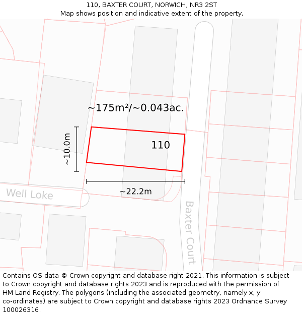 110, BAXTER COURT, NORWICH, NR3 2ST: Plot and title map