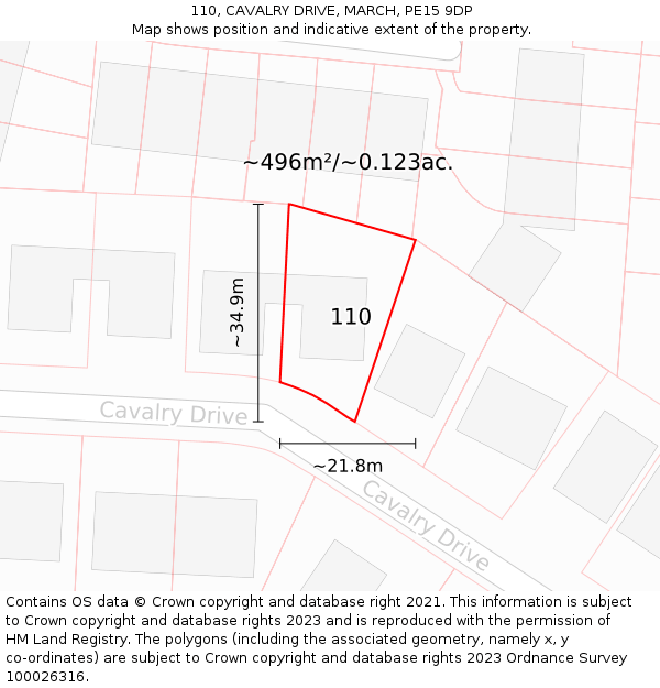 110, CAVALRY DRIVE, MARCH, PE15 9DP: Plot and title map