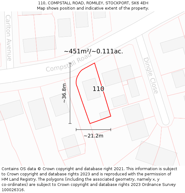 110, COMPSTALL ROAD, ROMILEY, STOCKPORT, SK6 4EH: Plot and title map