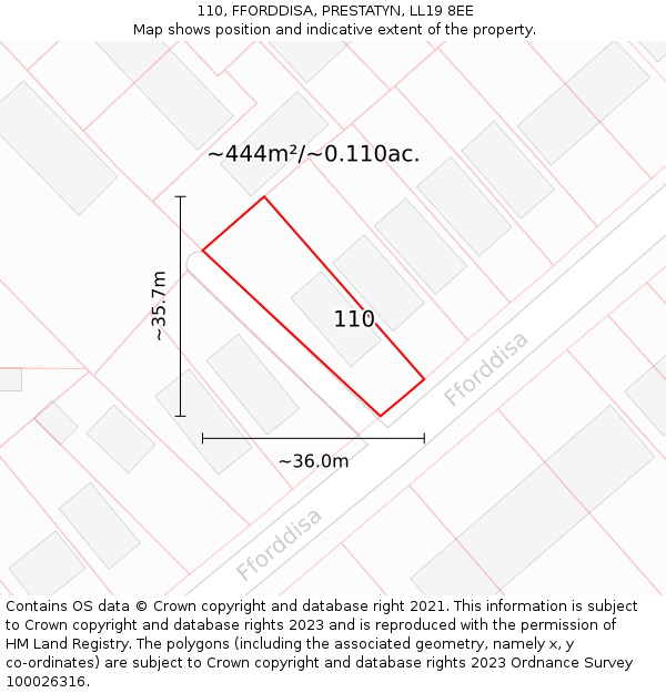 110, FFORDDISA, PRESTATYN, LL19 8EE: Plot and title map
