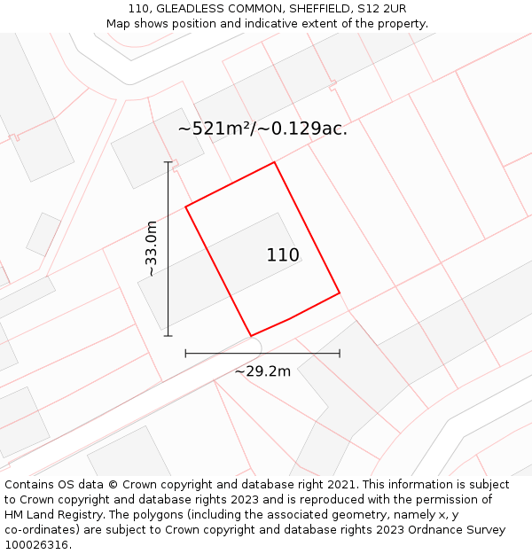 110, GLEADLESS COMMON, SHEFFIELD, S12 2UR: Plot and title map