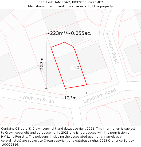110, LYNEHAM ROAD, BICESTER, OX26 4FD: Plot and title map