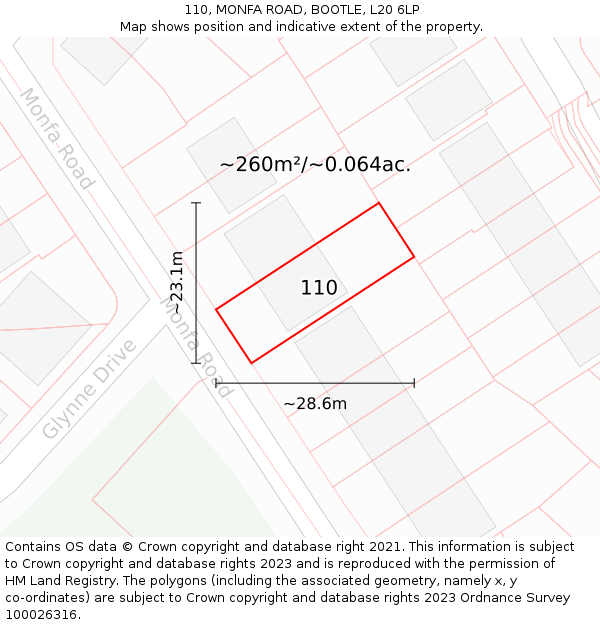 110, MONFA ROAD, BOOTLE, L20 6LP: Plot and title map
