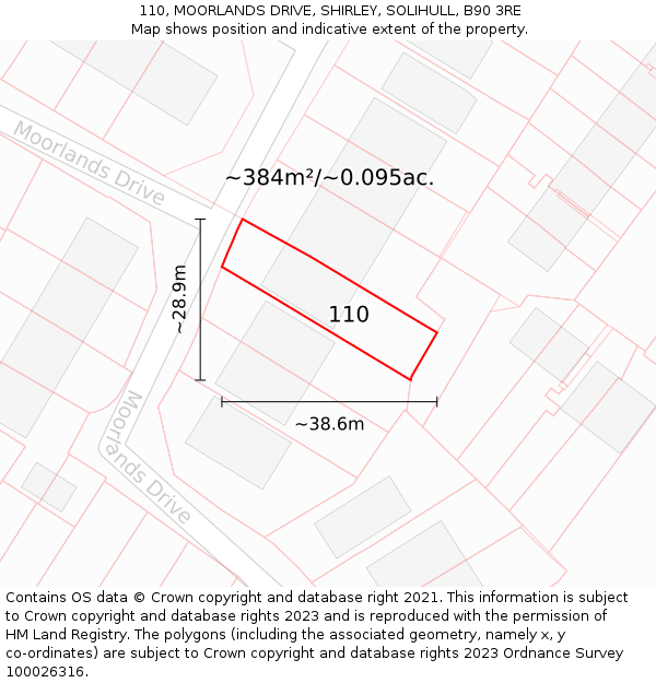 110, MOORLANDS DRIVE, SHIRLEY, SOLIHULL, B90 3RE: Plot and title map