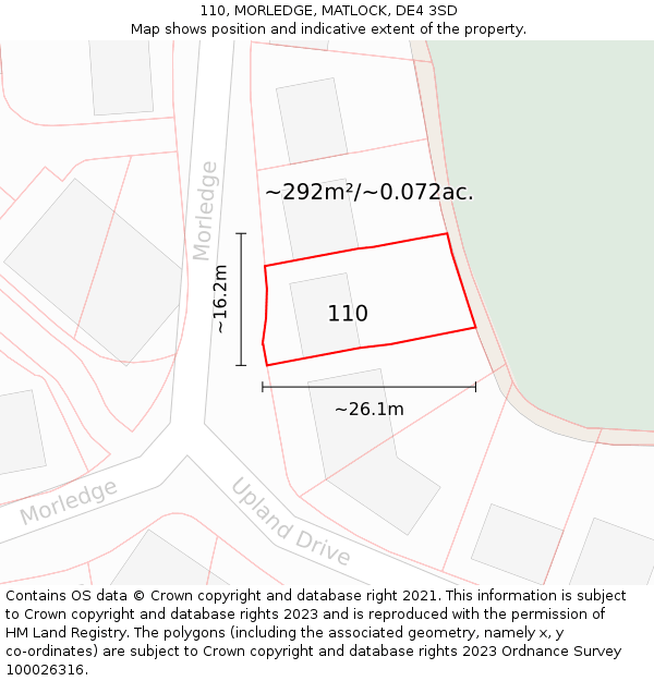 110, MORLEDGE, MATLOCK, DE4 3SD: Plot and title map