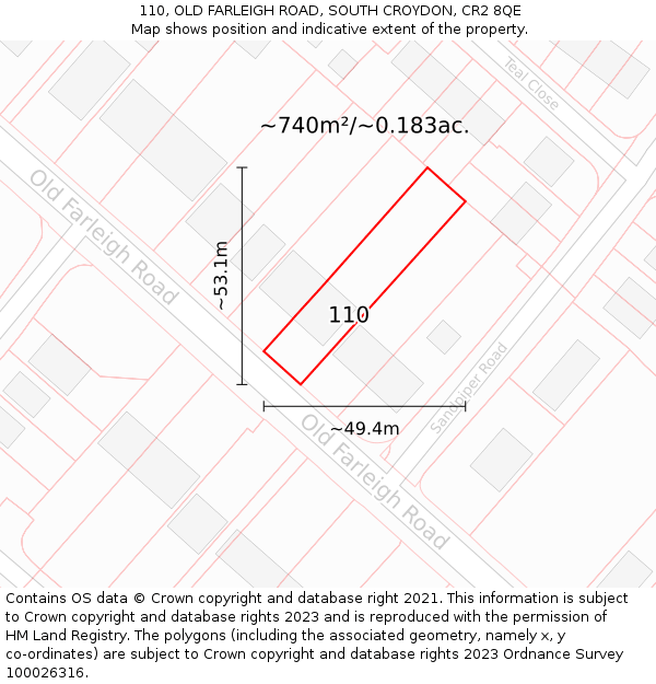 110, OLD FARLEIGH ROAD, SOUTH CROYDON, CR2 8QE: Plot and title map