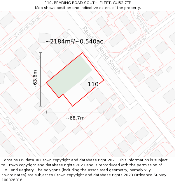 110, READING ROAD SOUTH, FLEET, GU52 7TP: Plot and title map