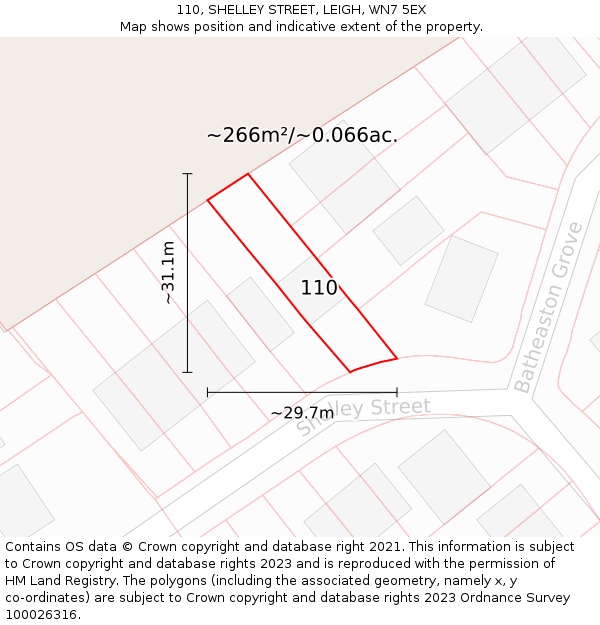 110, SHELLEY STREET, LEIGH, WN7 5EX: Plot and title map