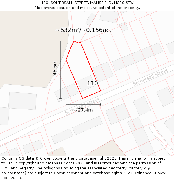 110, SOMERSALL STREET, MANSFIELD, NG19 6EW: Plot and title map