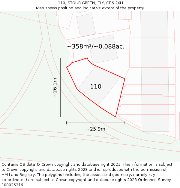 110, STOUR GREEN, ELY, CB6 2XH: Plot and title map