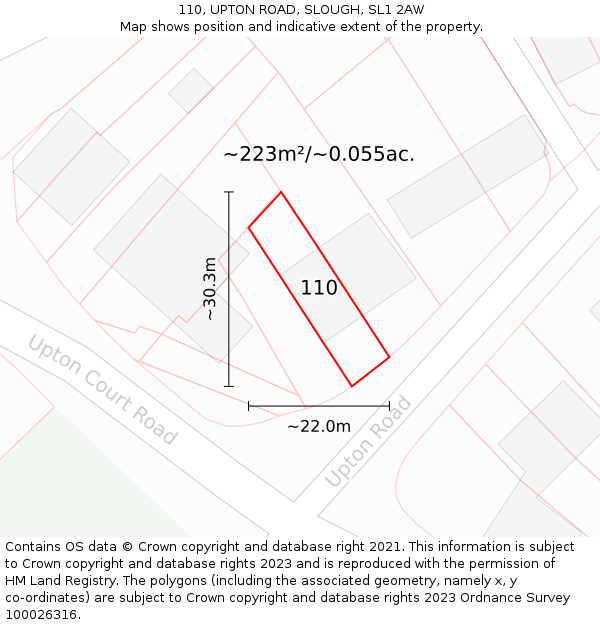 110, UPTON ROAD, SLOUGH, SL1 2AW: Plot and title map