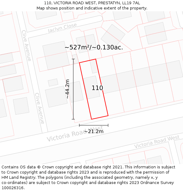 110, VICTORIA ROAD WEST, PRESTATYN, LL19 7AL: Plot and title map