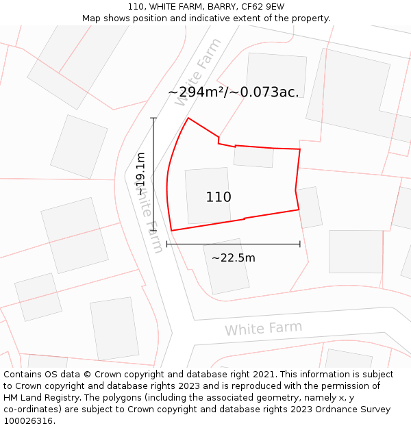 110, WHITE FARM, BARRY, CF62 9EW: Plot and title map
