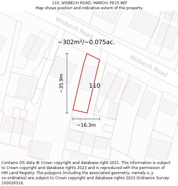 110, WISBECH ROAD, MARCH, PE15 8EF: Plot and title map