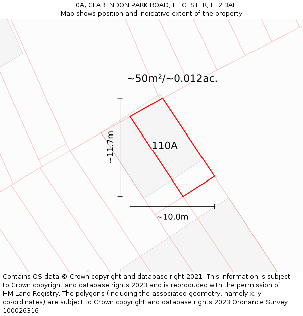 110A, CLARENDON PARK ROAD, LEICESTER, LE2 3AE: Plot and title map