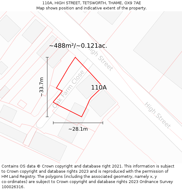 110A, HIGH STREET, TETSWORTH, THAME, OX9 7AE: Plot and title map