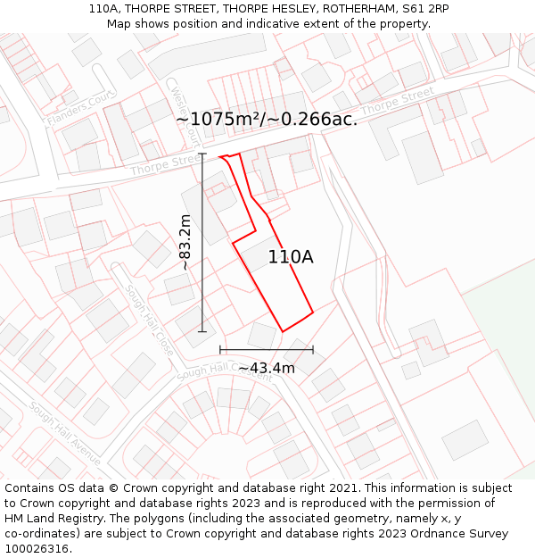 110A, THORPE STREET, THORPE HESLEY, ROTHERHAM, S61 2RP: Plot and title map