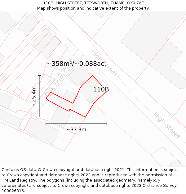 110B, HIGH STREET, TETSWORTH, THAME, OX9 7AE: Plot and title map