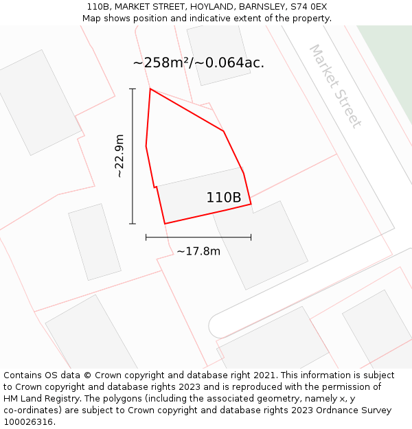110B, MARKET STREET, HOYLAND, BARNSLEY, S74 0EX: Plot and title map