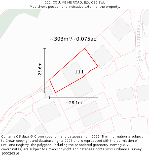 111, COLUMBINE ROAD, ELY, CB6 3WL: Plot and title map