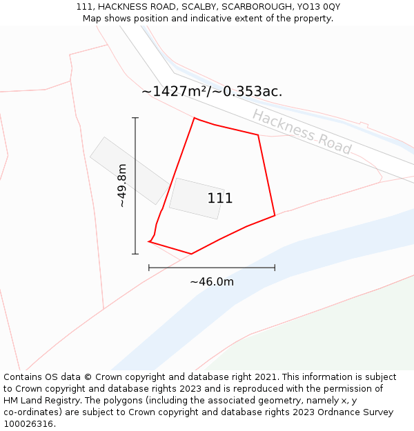 111, HACKNESS ROAD, SCALBY, SCARBOROUGH, YO13 0QY: Plot and title map