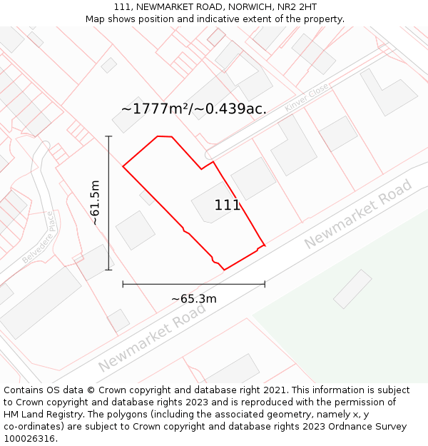 111, NEWMARKET ROAD, NORWICH, NR2 2HT: Plot and title map
