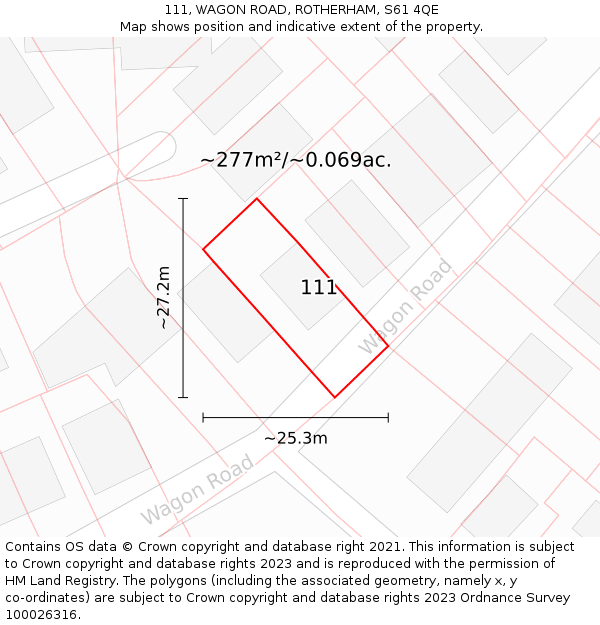 111, WAGON ROAD, ROTHERHAM, S61 4QE: Plot and title map