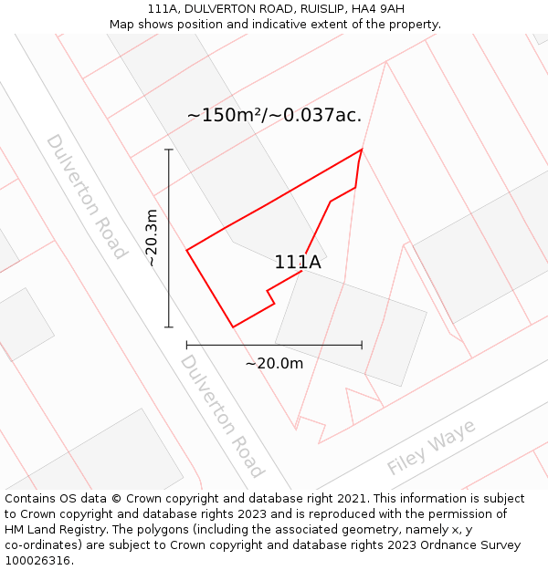 111A, DULVERTON ROAD, RUISLIP, HA4 9AH: Plot and title map