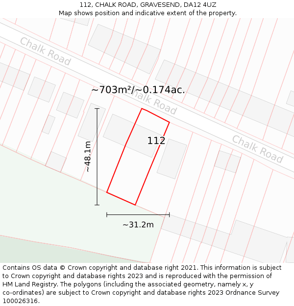 112, CHALK ROAD, GRAVESEND, DA12 4UZ: Plot and title map