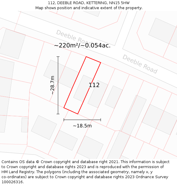 112, DEEBLE ROAD, KETTERING, NN15 5HW: Plot and title map