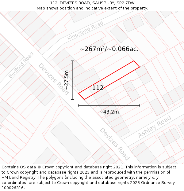 112, DEVIZES ROAD, SALISBURY, SP2 7DW: Plot and title map