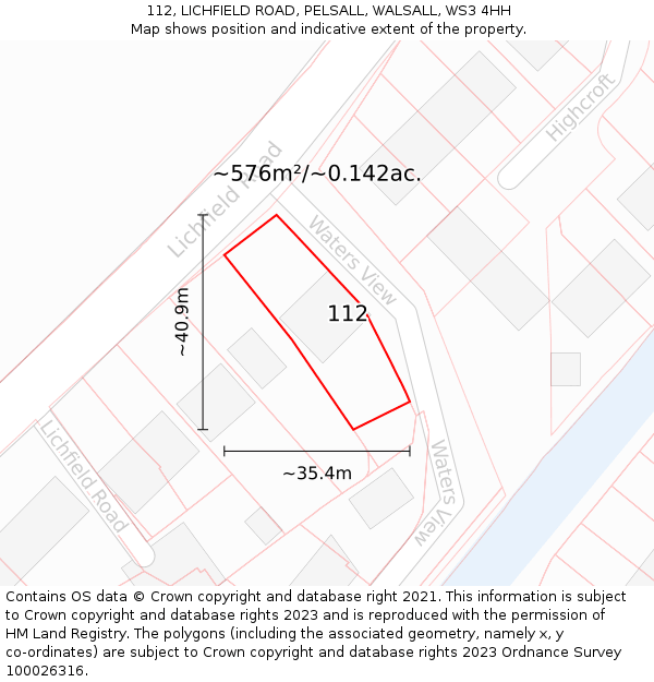 112, LICHFIELD ROAD, PELSALL, WALSALL, WS3 4HH: Plot and title map