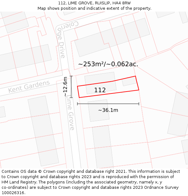 112, LIME GROVE, RUISLIP, HA4 8RW: Plot and title map
