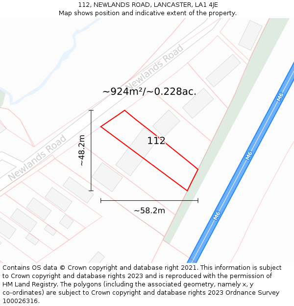 112, NEWLANDS ROAD, LANCASTER, LA1 4JE: Plot and title map