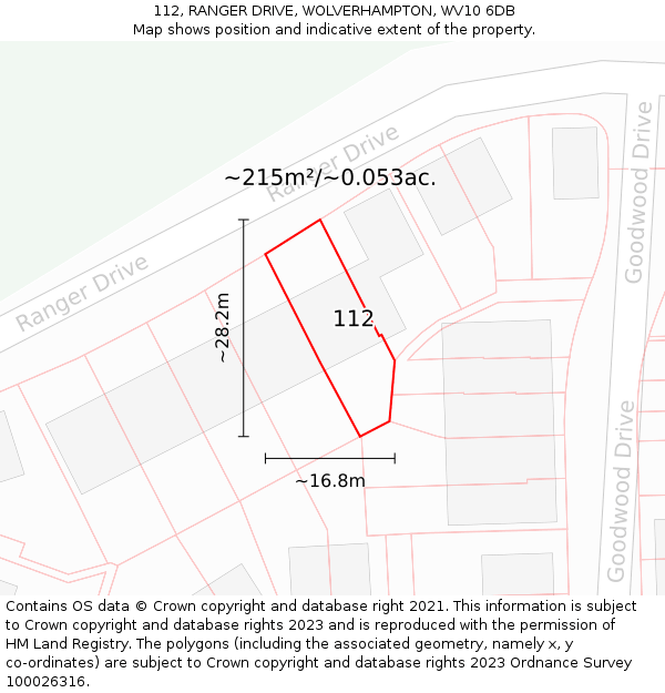 112, RANGER DRIVE, WOLVERHAMPTON, WV10 6DB: Plot and title map