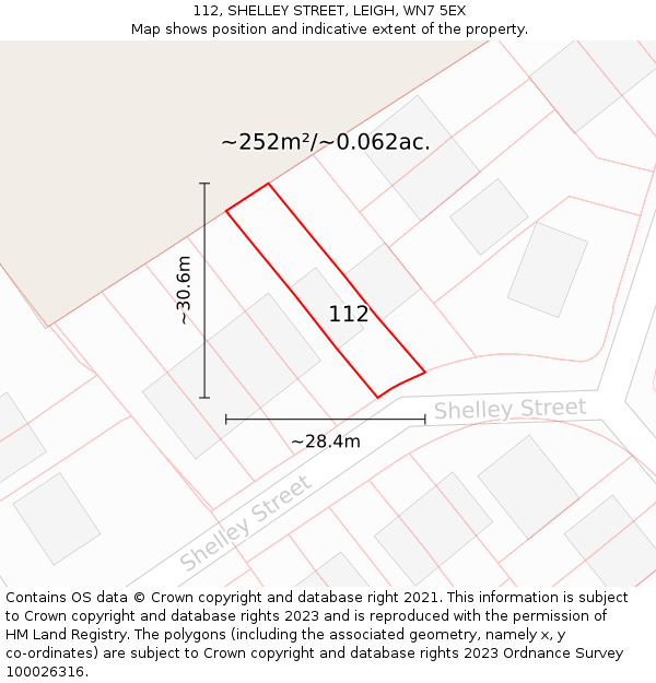 112, SHELLEY STREET, LEIGH, WN7 5EX: Plot and title map