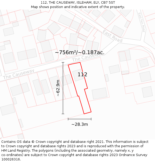 112, THE CAUSEWAY, ISLEHAM, ELY, CB7 5ST: Plot and title map