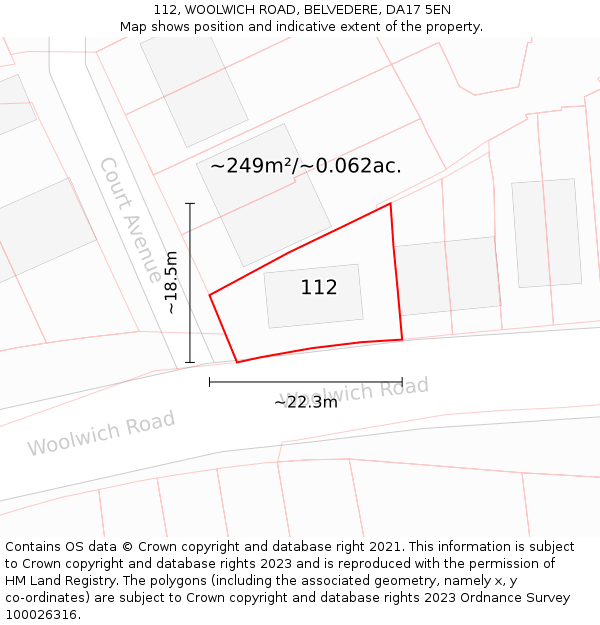 112, WOOLWICH ROAD, BELVEDERE, DA17 5EN: Plot and title map