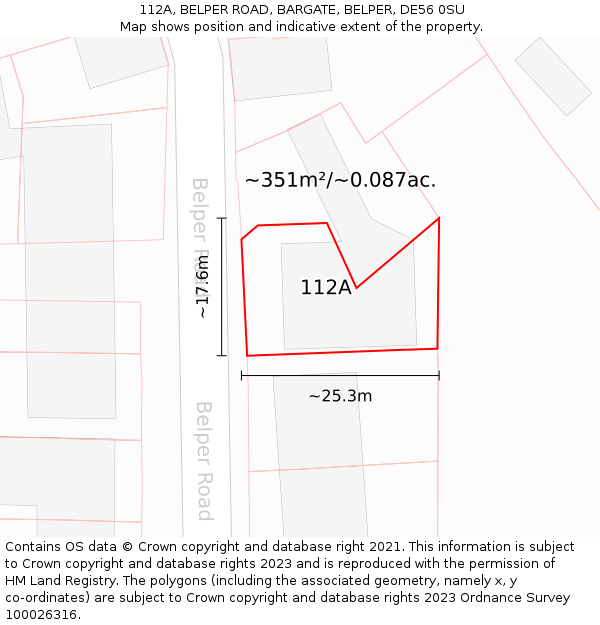 112A, BELPER ROAD, BARGATE, BELPER, DE56 0SU: Plot and title map
