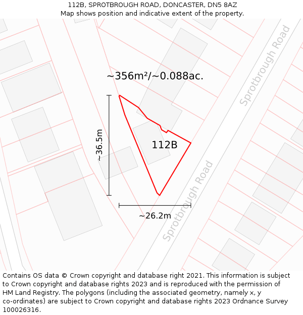 112B, SPROTBROUGH ROAD, DONCASTER, DN5 8AZ: Plot and title map
