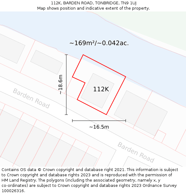 112K, BARDEN ROAD, TONBRIDGE, TN9 1UJ: Plot and title map