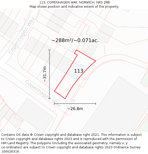 113, COPENHAGEN WAY, NORWICH, NR3 2RB: Plot and title map