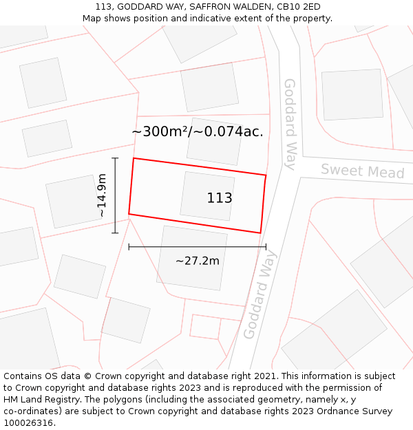 113, GODDARD WAY, SAFFRON WALDEN, CB10 2ED: Plot and title map