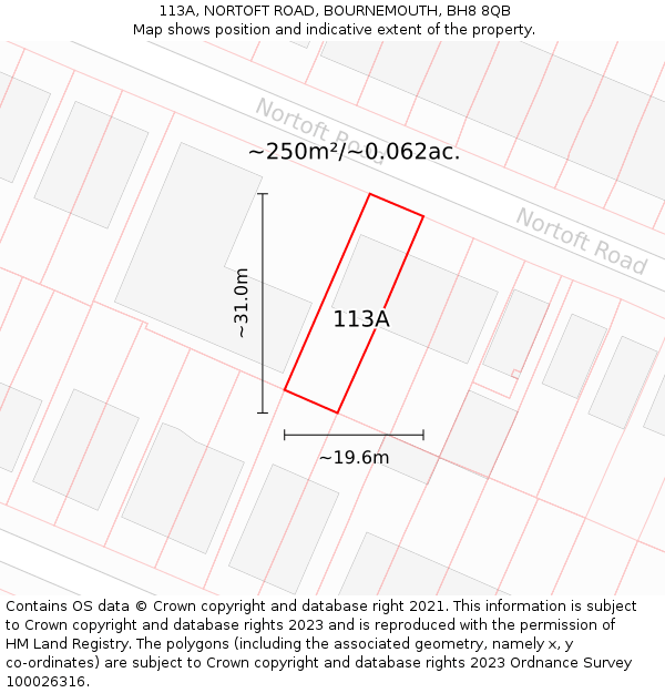 113A, NORTOFT ROAD, BOURNEMOUTH, BH8 8QB: Plot and title map